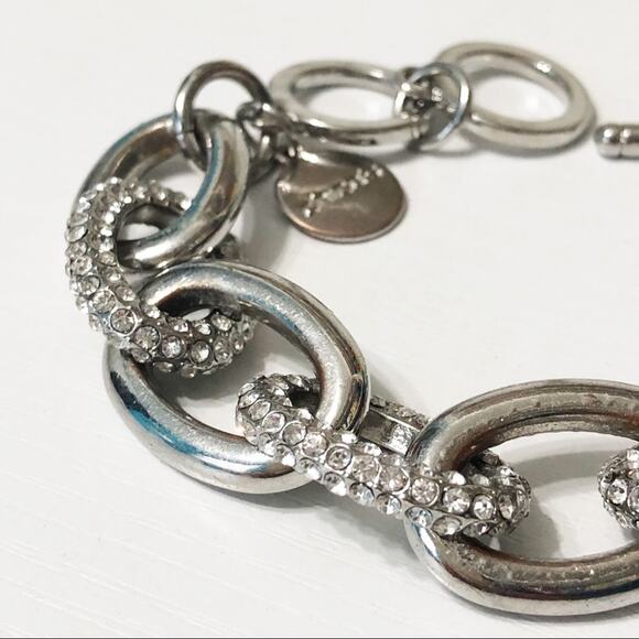 Chico’s Silver & Pave Crystal Link Bracelet - Picture 3 of 5